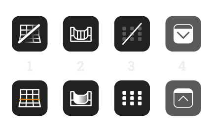 Helper toggles in the bottom-right: 3D grid, surface, support grid, UI panels.