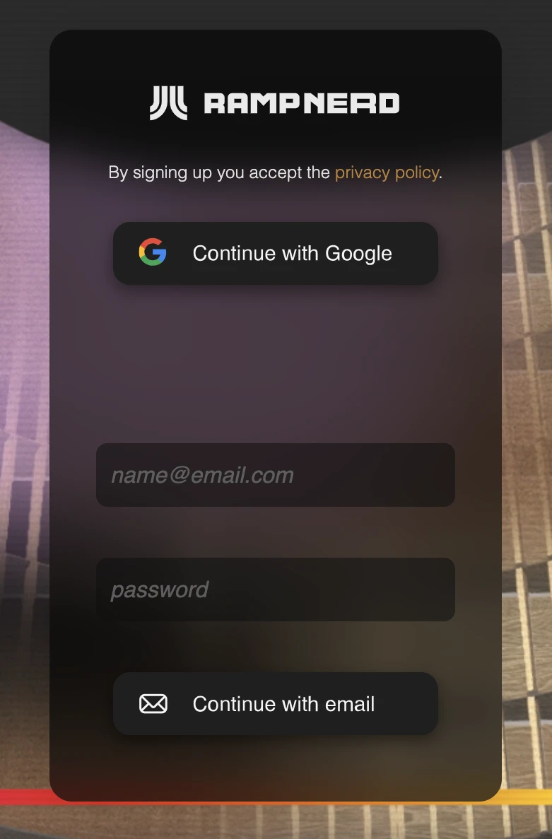 Login screen