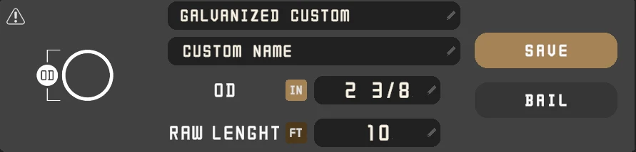 Custom coping preset