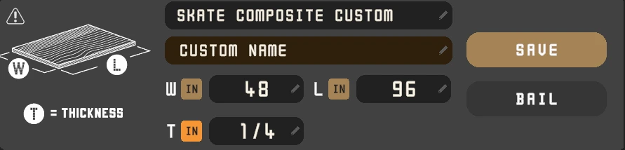 Custom sheet preset