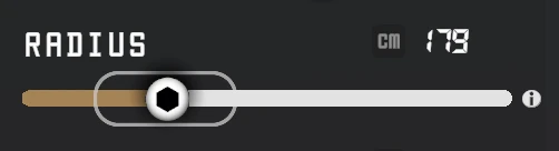 Sensible radius range indicator