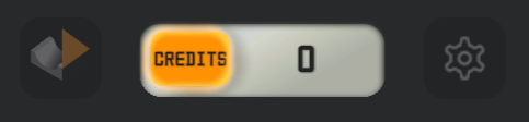 Top-right toolbar with the Credits button highlighted.