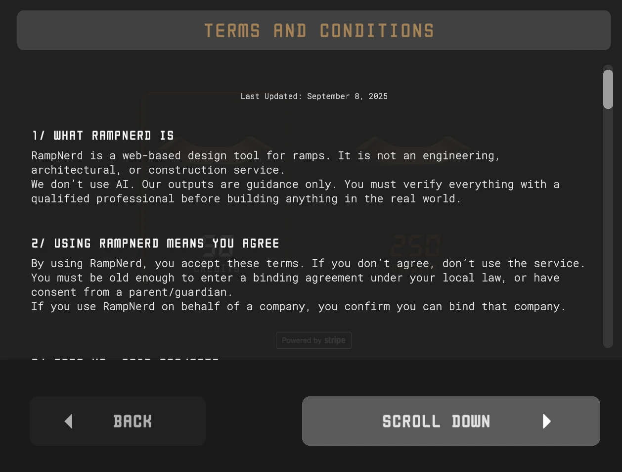 Terms & Conditions confirmation dialog.